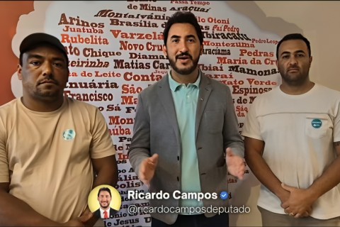 Deputado Ricardo Campos anuncia R$ 100 mil para escola da Colonização 3 em Nova Porteirinha, a pedido do vereador Marcos Paulo